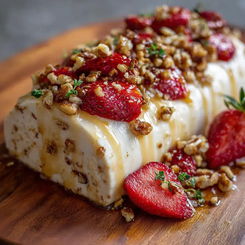 Tronco Cremoso de Queso con Fresas y Nueces