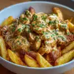 Pollo Stroganoff Cremoso con Papas Fritas