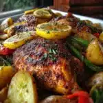 Pollo Asado al Limón con Papas y Verduras