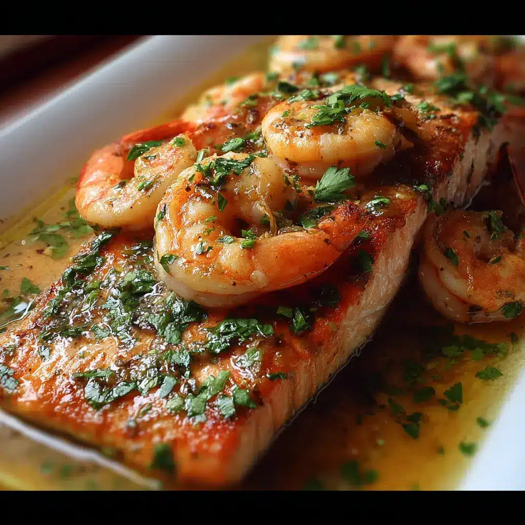 Salmón al Horno con Salsa de Limón y Camarones