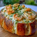 Pan relleno de camarones con queso