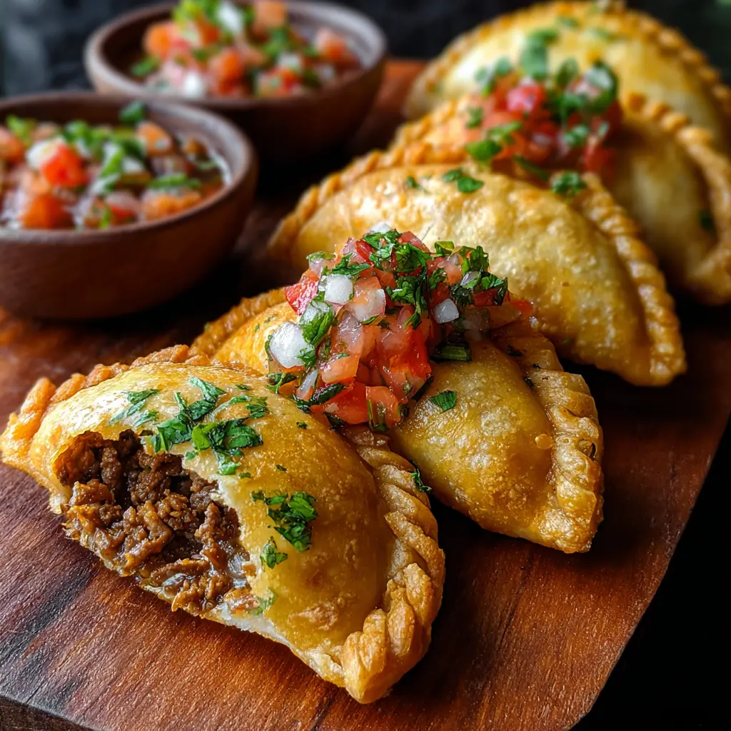 Empanadas Crujientes de Carne con Pico de Gallo