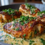 Pollo en salsa de nata, ajo y parmesano