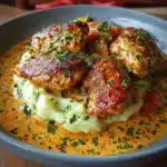 Pollo Cremoso con Puré de Patatas al Ajo