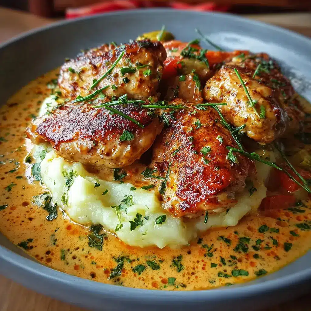 Pollo Cremoso con Puré de Patatas al Ajo