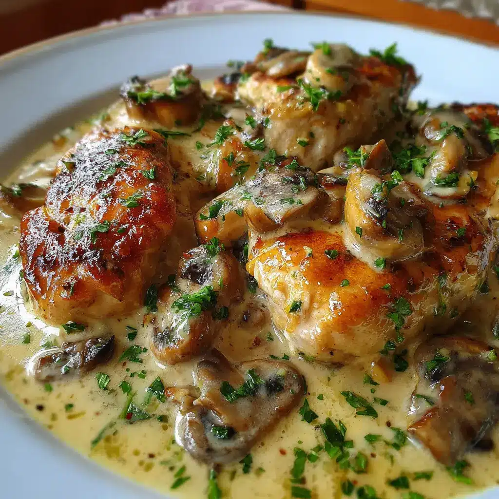 Medallones de pollo con champiñones en crema