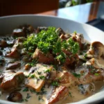 Ternera cremosa con champiñones