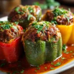 Pimientos Rellenos de Carne, Jugosos y Llenos de Sabor