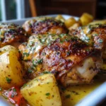 Pollo al Horno con Patatas y Salsa de Queso y Mostaza