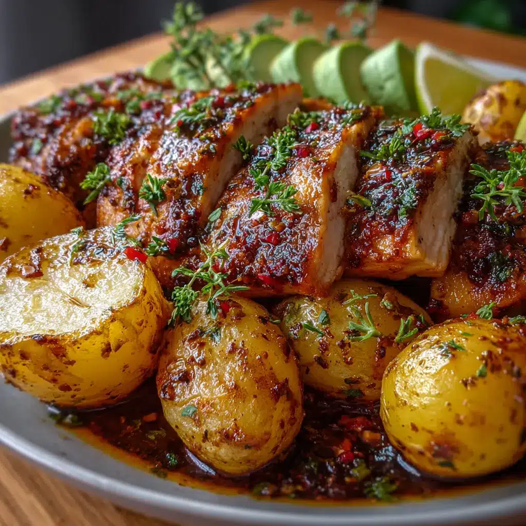 Pechuga de pollo asada con papas cambray