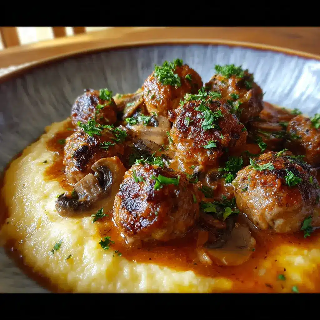 Albóndigas con Champiñones sobre Puré de Papa