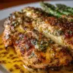 Pollo con mostaza y miel, espárragos asados y queso 🍯🍗🧀