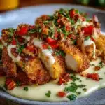 Tiras de Pollo Crujientes con Salsa Cremosa de Queso