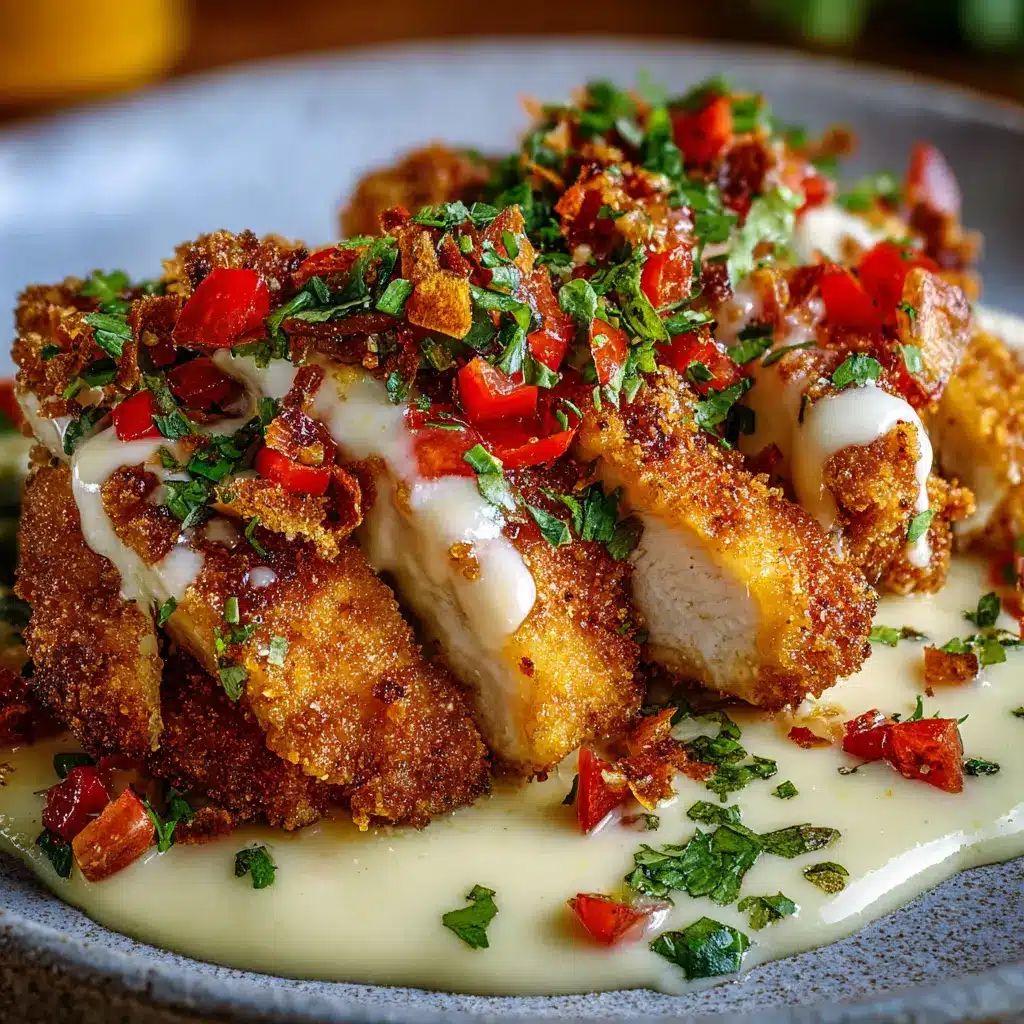 Tiras de Pollo Crujientes con Salsa Cremosa de Queso