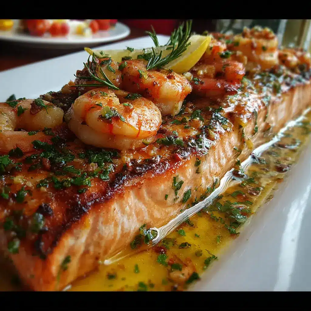 Salmón al Horno con Salsa de Limón y Camarones