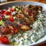 Pollo mediterráneo con salsa tzatziki cremosa de feta