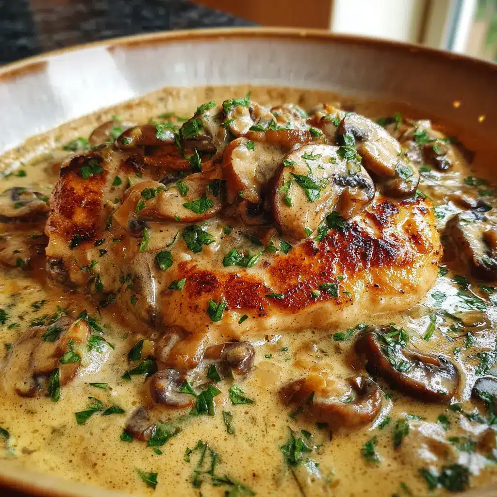 Pechuga de Pollo en Salsa Cremosa de Champiñones y Queso