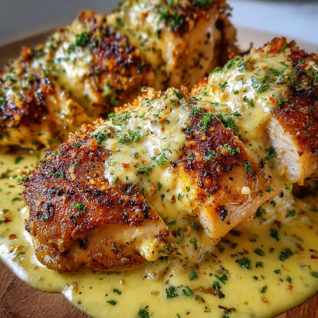 Pollo César al Horno con Salsa Cremosa de Mostaza Dijon y Parmesano
