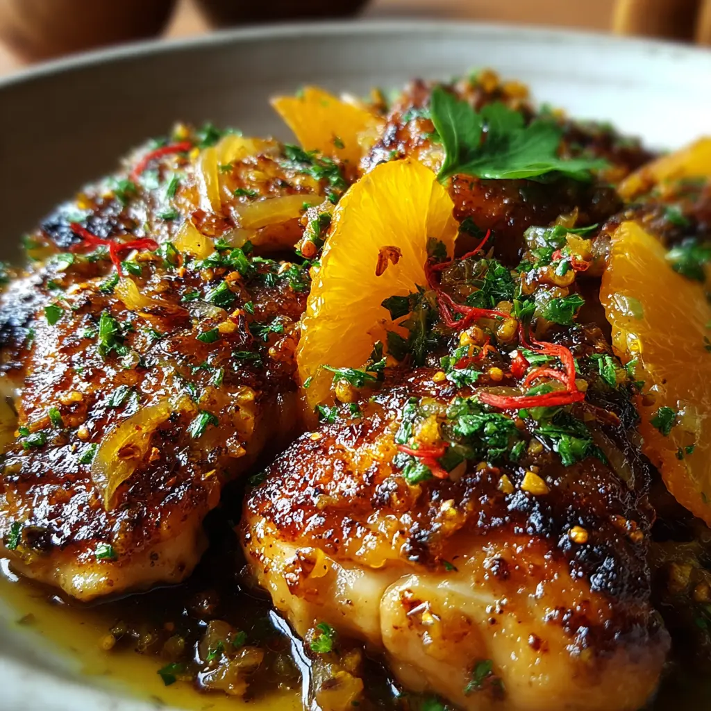 POLLO A LA NARANJA CON CEBOLLA