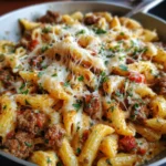 Pasta Cremosa con Carne y Queso Mozzarella