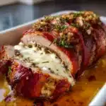 Lomo de res relleno con queso y tocino de pavo