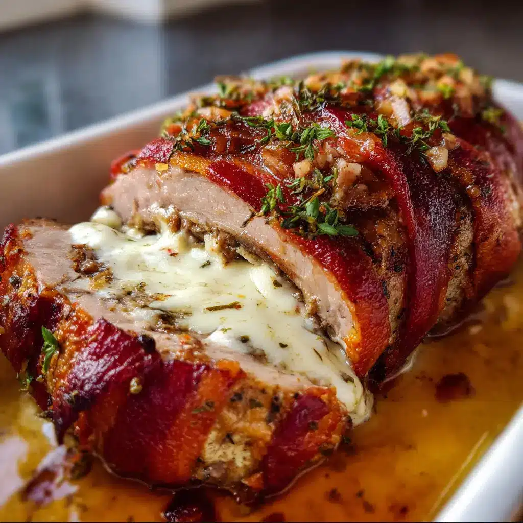 Lomo de res relleno con queso y tocino de pavo
