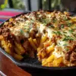 Pasta Gratinada con Carne y Queso Fundido