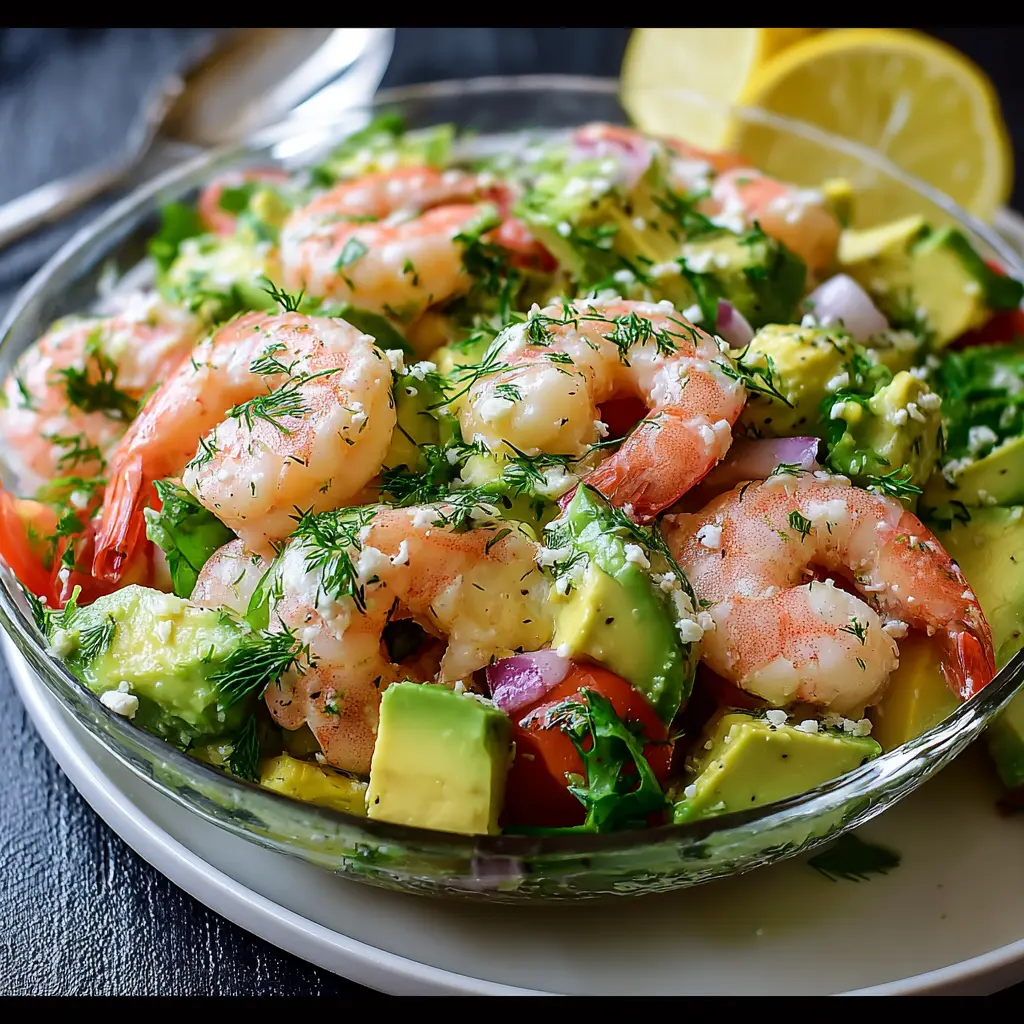 Ensalada cremosa de camarones y aguacate