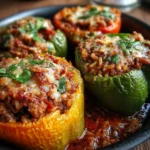 Pimientos rellenos de carne, jugosos y llenos de sabor