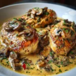 Pechuga de pollo en salsa cremosa de champiñones