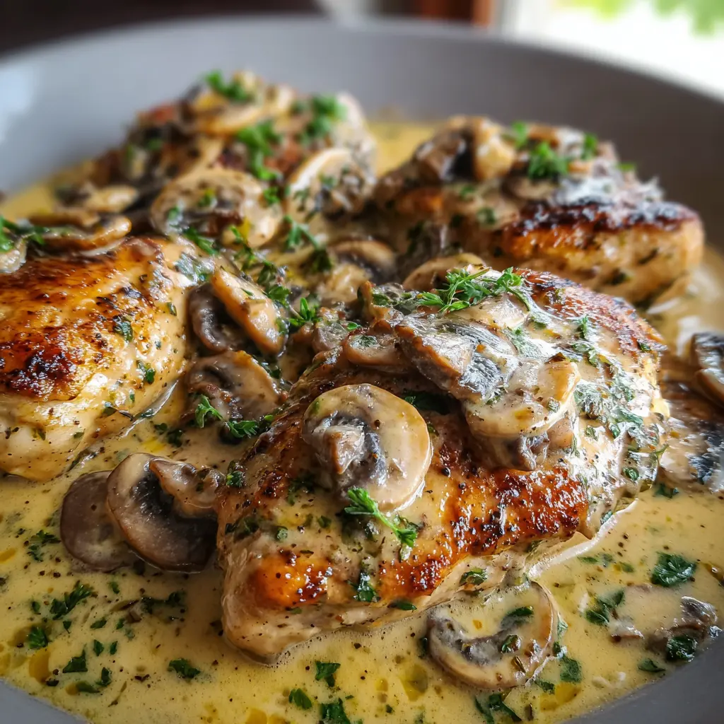 Pollo cremoso con champiñones 🍄