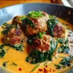 Albóndigas en crema de chipotle con espinacas