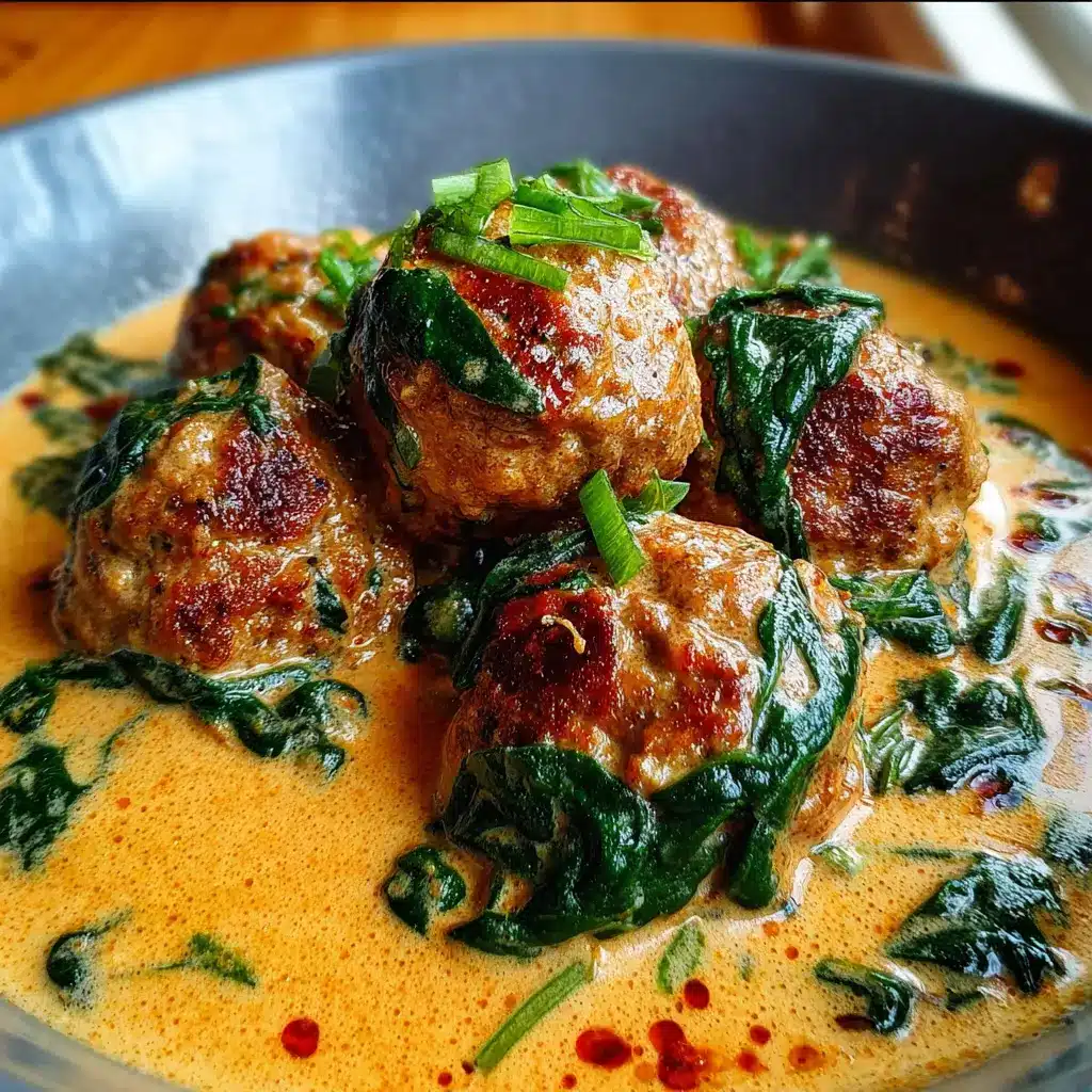 Albóndigas en crema de chipotle con espinacas