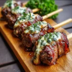 BROCHETAS DE CARNE RELLENAS DE QUESO