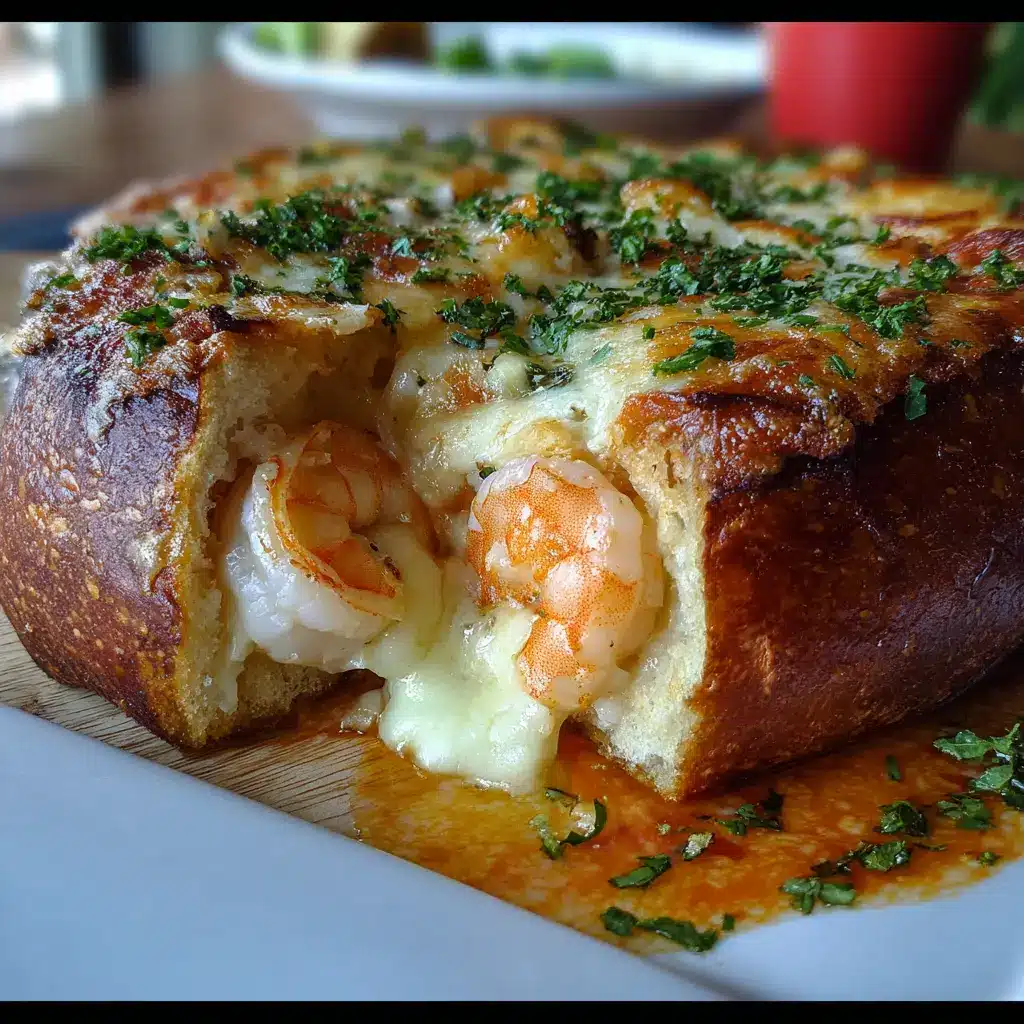 Pan relleno de camarones con queso