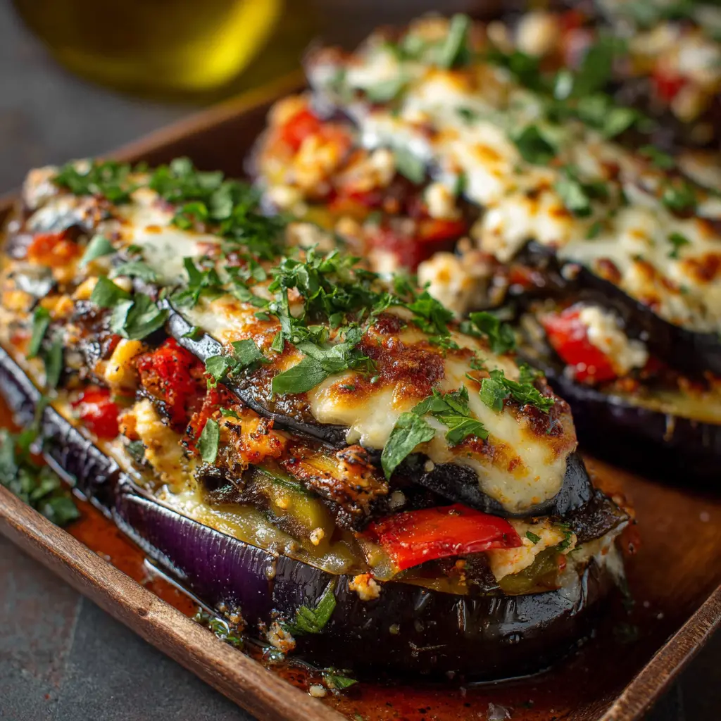 Berenjenas Rellenas de Verduras y Queso