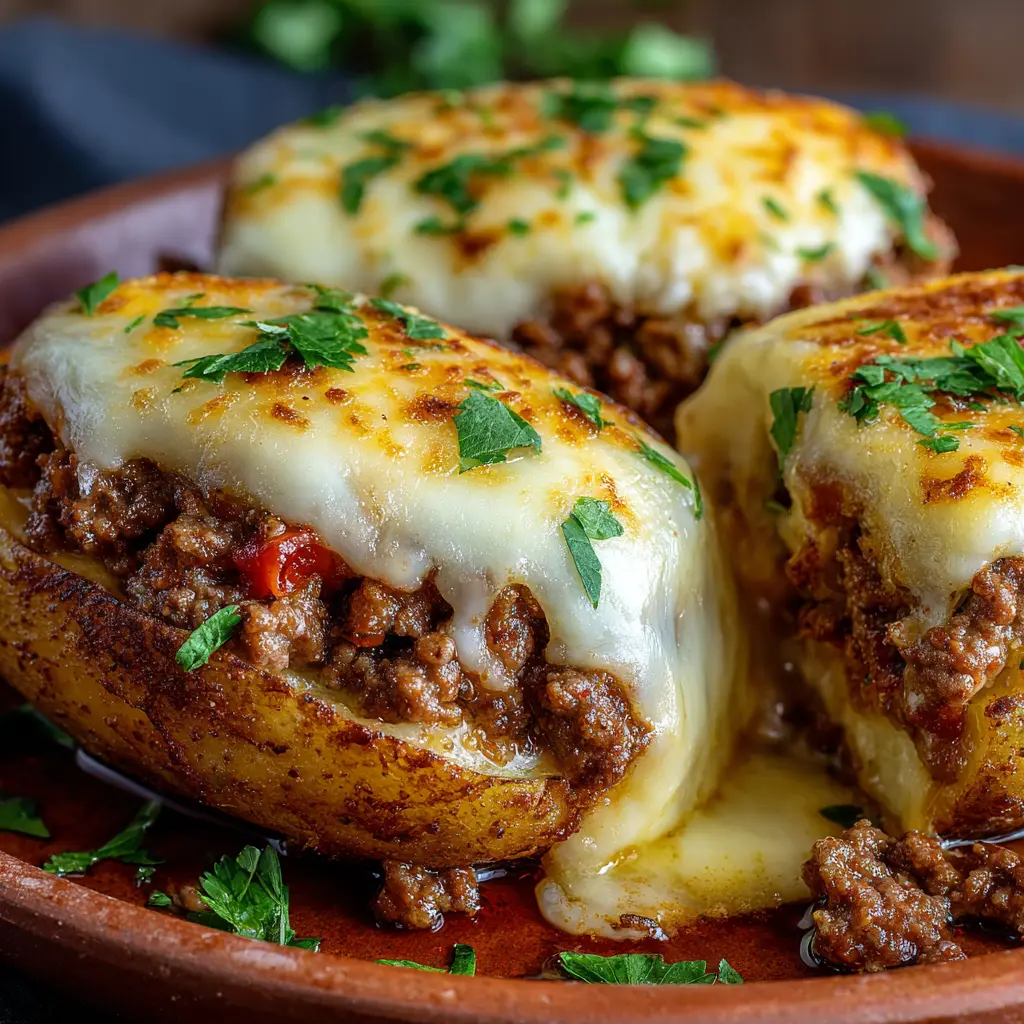 Papas Rellenas de Carne Molida y Queso Fundido