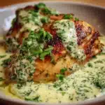 PECHUGA DE POLLO CON CREMA DE CILANTRO.