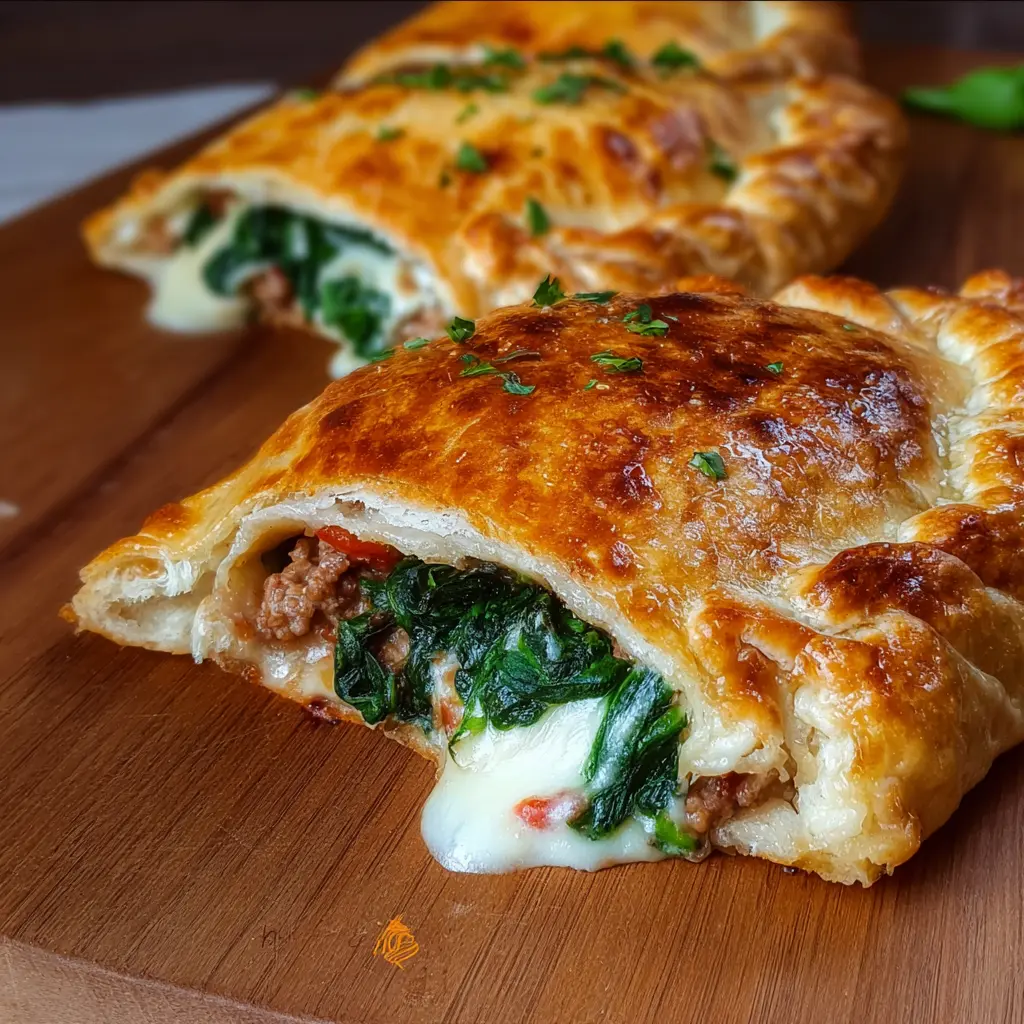 Calzones de Salchicha, Ricotta, Mozzarella y Espinacas