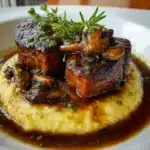 Medallones Tiernos sobre Puré de Papa y Hongo Negro Seco