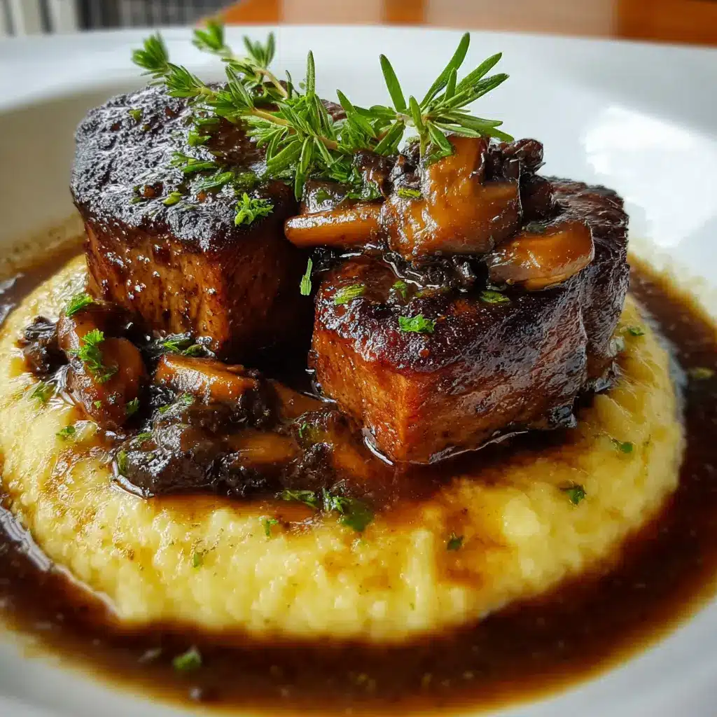Medallones Tiernos sobre Puré de Papa y Hongo Negro Seco