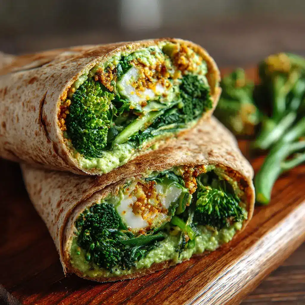 Wrap de soja texturizada y brócoli con hummus de espinaca