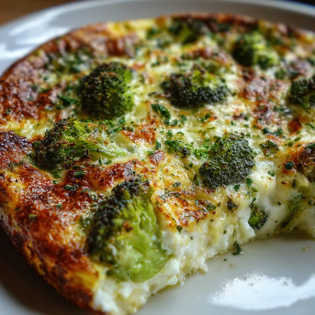 Tortilla al horno de claras, brócoli y ricota