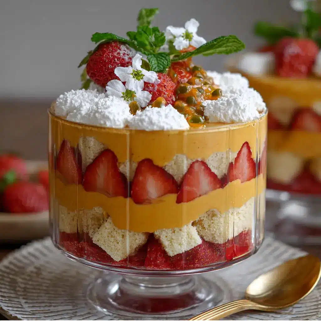 Trifle de maracuyá y frutillas