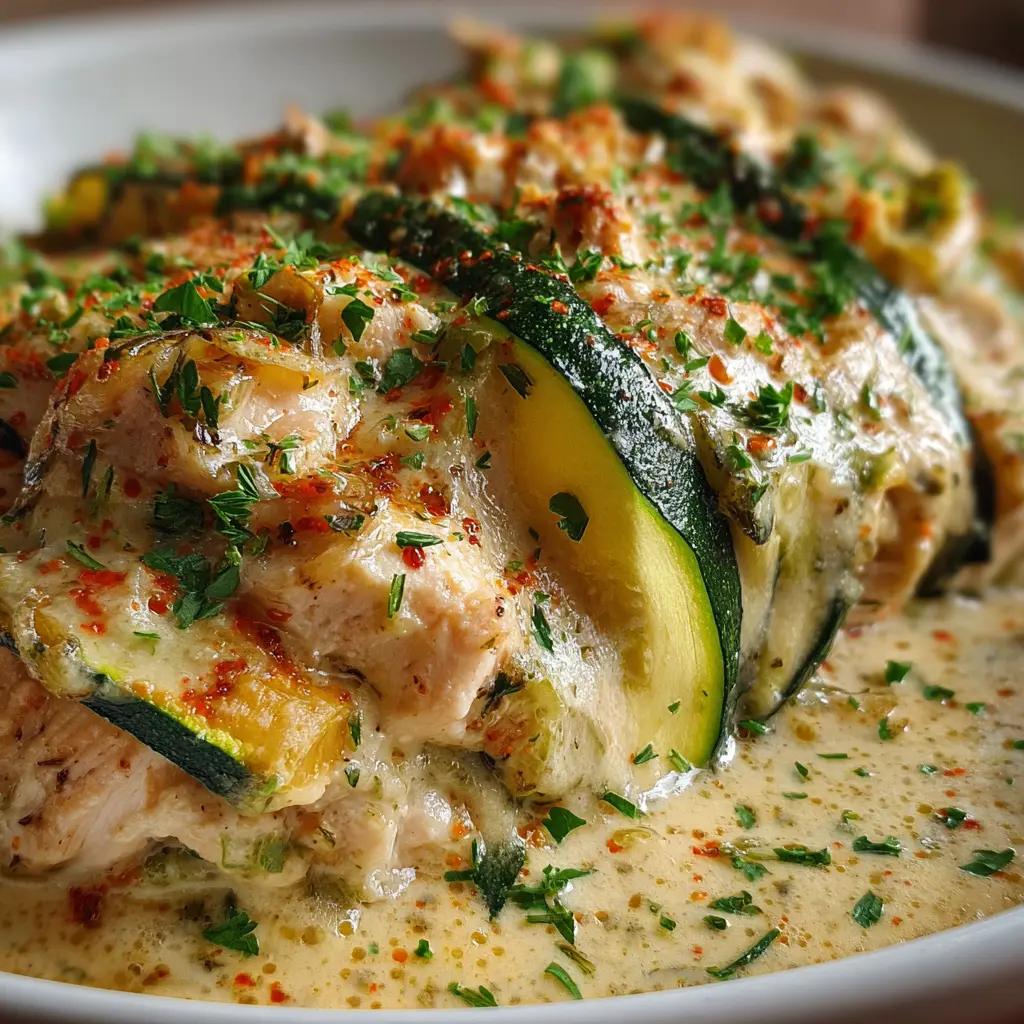 Lasaña de pollo y zucchini sin gluten