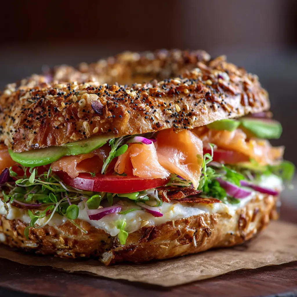 Sándwich de Bagel Integral con Atún