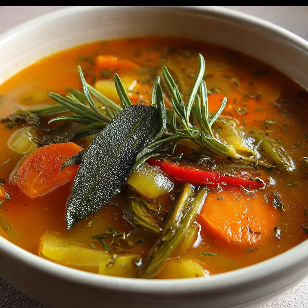 Sopa de verduras con tomillo y laurel sin sal