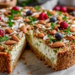 Tarta salada proteica de ricota y almendras