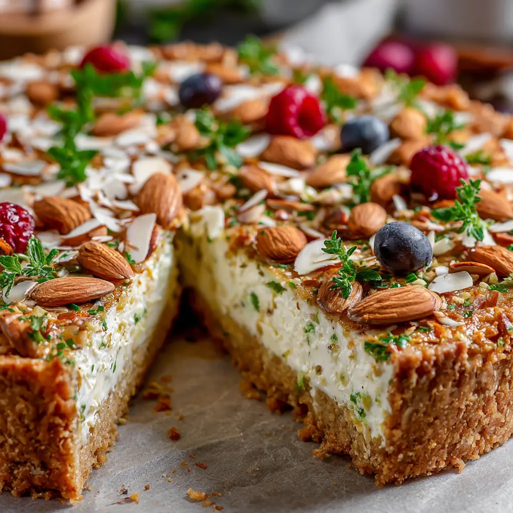 Tarta salada proteica de ricota y almendras