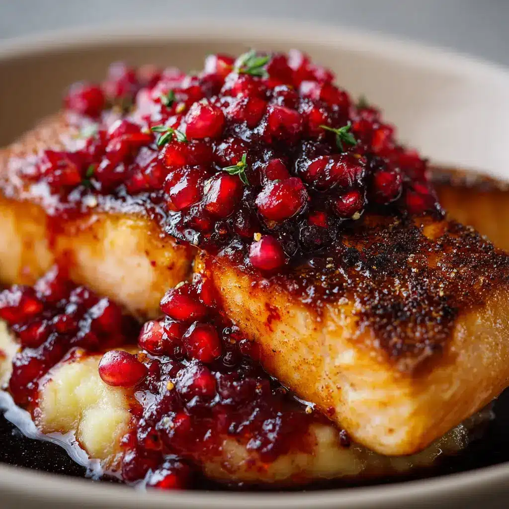 Trucha con puré de papas y salsa de frutos rojos